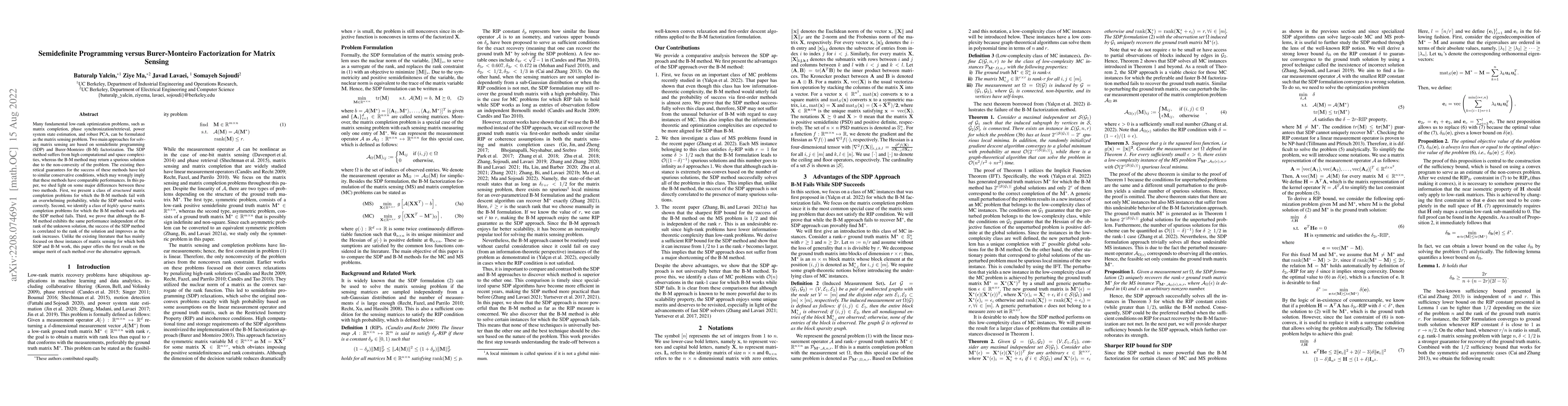 Thumbnail for Semidefinite Programming versus Burer-Monteiro Factorization for Matrix
  Sensing