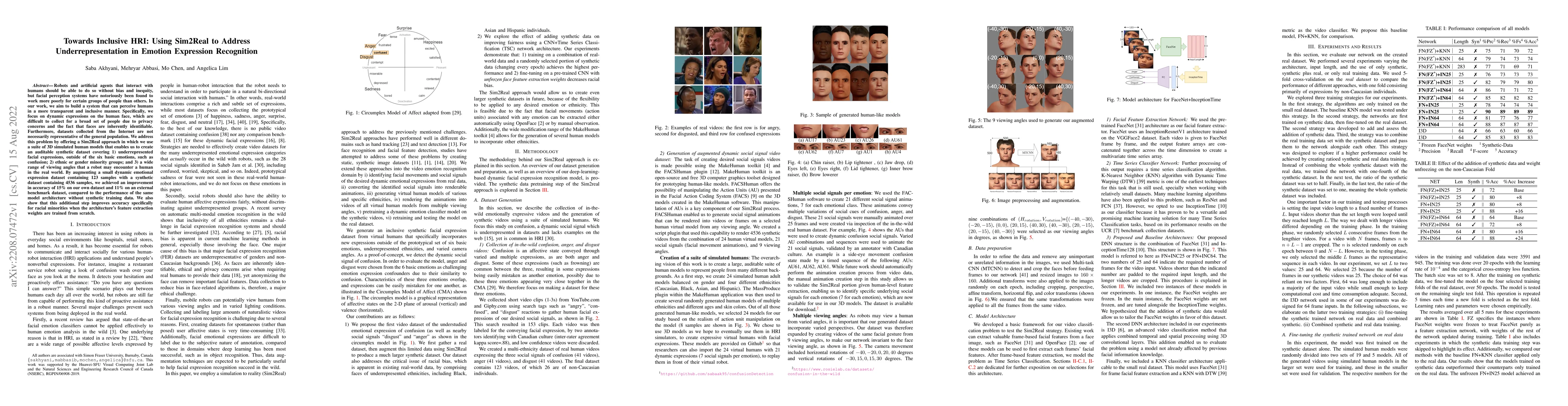 Thumbnail for Towards Inclusive HRI: Using Sim2Real to Address Underrepresentation in
  Emotion Expression Recognition