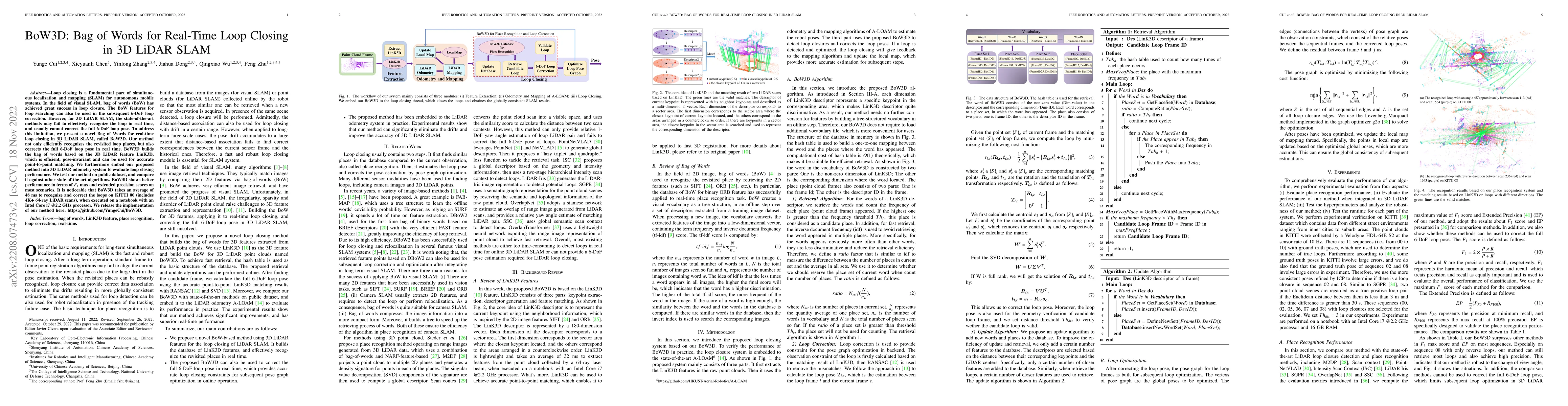 Thumbnail for BoW3D: Bag of Words for Real-Time Loop Closing in 3D LiDAR SLAM