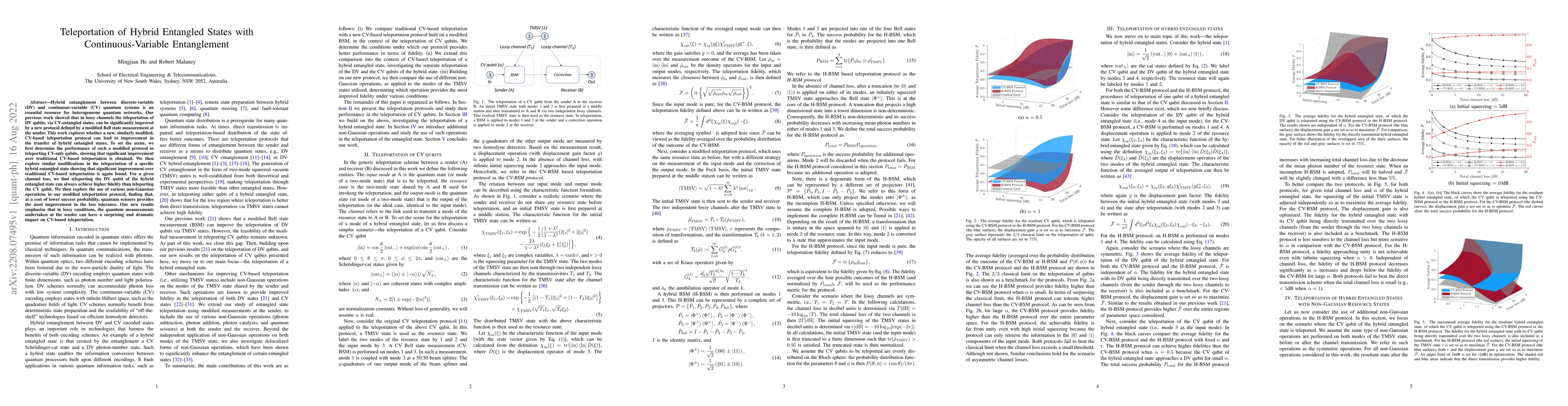 Thumbnail for Teleportation of Hybrid Entangled States with Continuous-Variable
  Entanglement