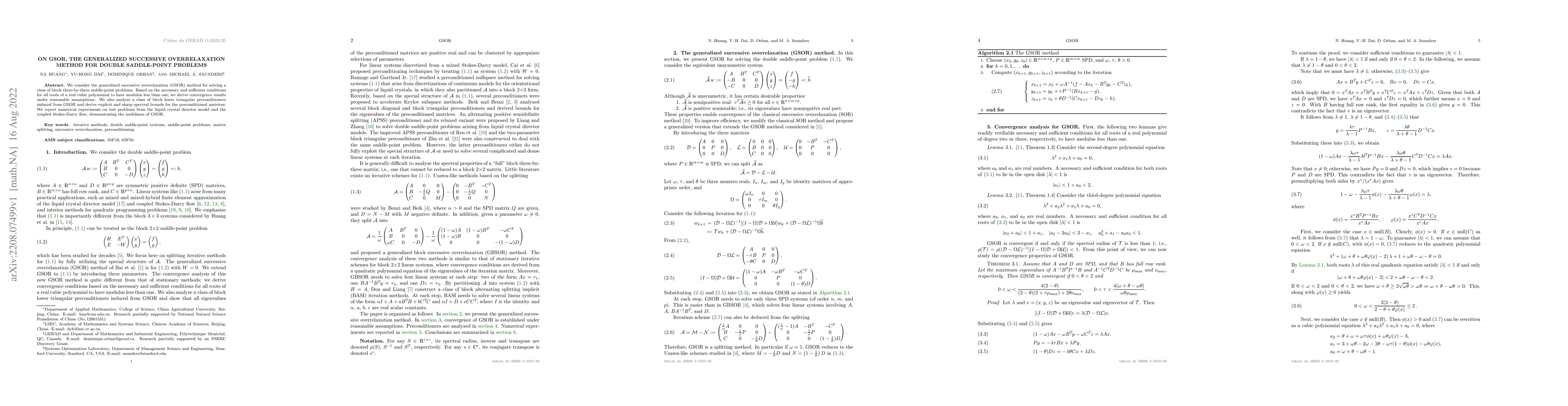 Thumbnail for On GSOR, the Generalized Successive Overrelaxation Method for Double
  Saddle-Point Problems