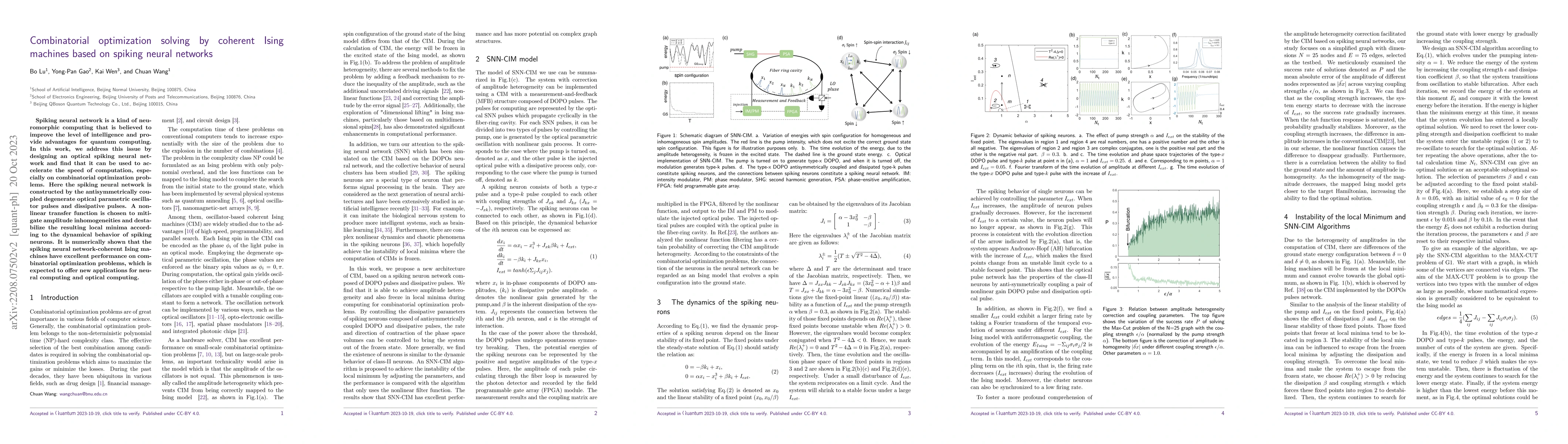 Thumbnail for Combinatorial optimization solving by coherent Ising machines based on
  spiking neural networks