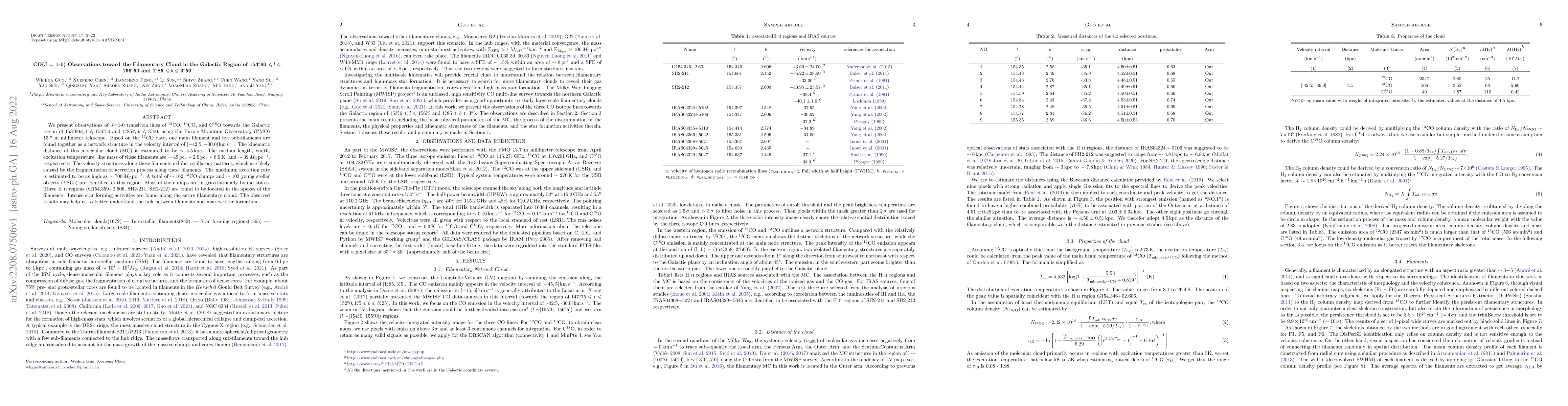 Thumbnail for CO(J = 1-0) Observations toward the Filamentary Cloud in the Galactic
  Region of $153.60^{\circ} \leqslant l \leqslant 156.50^{\circ}$ and
  $1.85^{\circ} \leqslant b \leqslant 3.50^{\circ}$