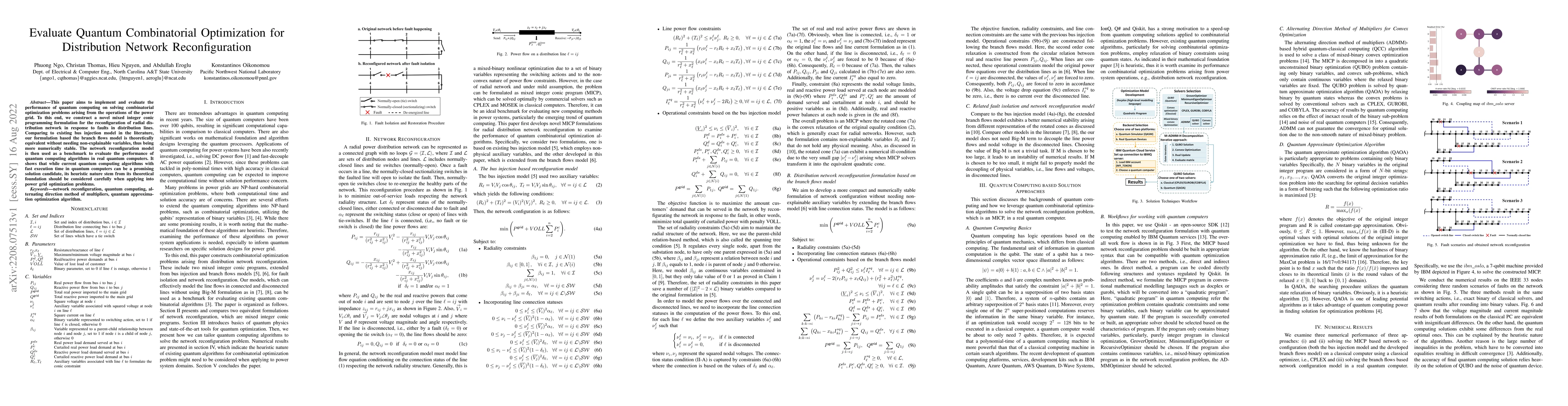 Thumbnail for Evaluate Quantum Combinatorial Optimization for Distribution Network
  Reconfiguration