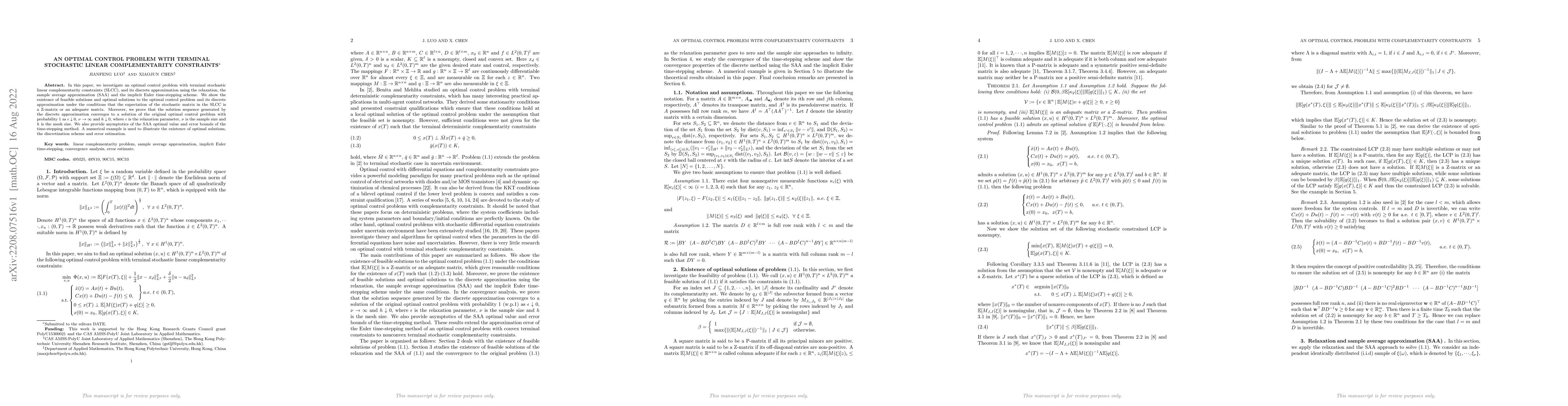 Thumbnail for An Optimal Control Problem with Terminal Stochastic Linear
  Complementarity Constraints