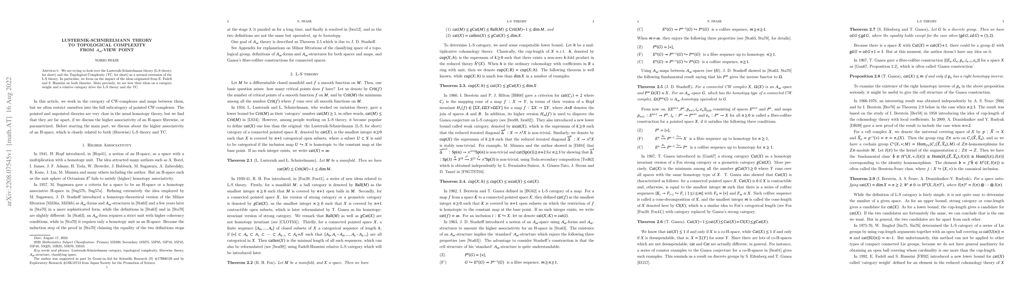 Thumbnail for Lusternik-Schnirelmann theory to Topological Complexity from
  $A_{\infty}$-view point