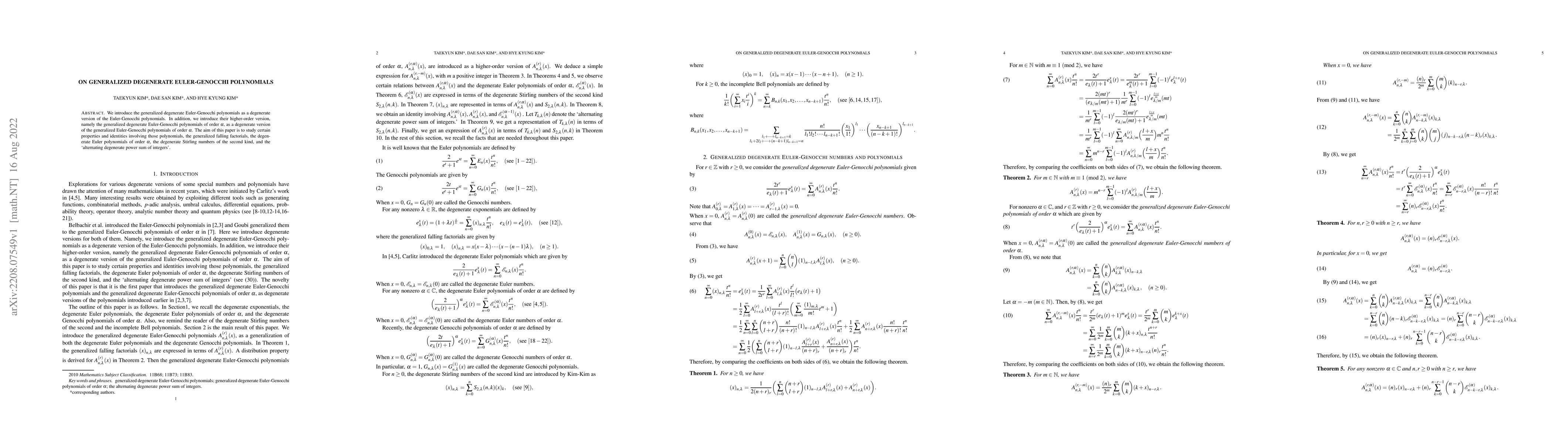 Thumbnail for On generalized degenerate Euler-Genocchi polynomials