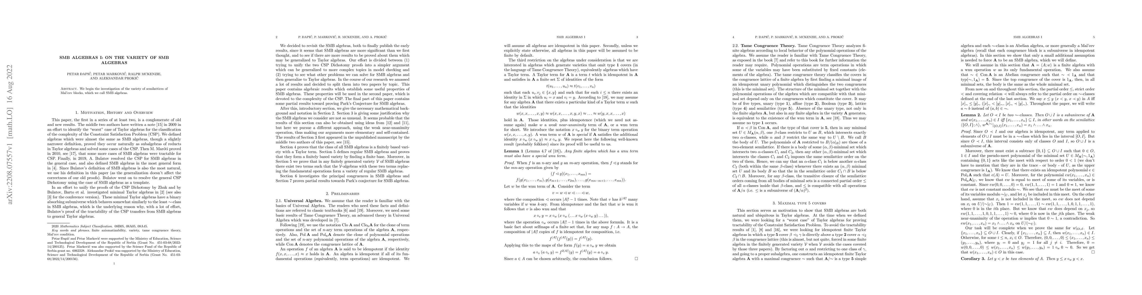 Thumbnail for SMB algebras I: On the variety of SMB algebras