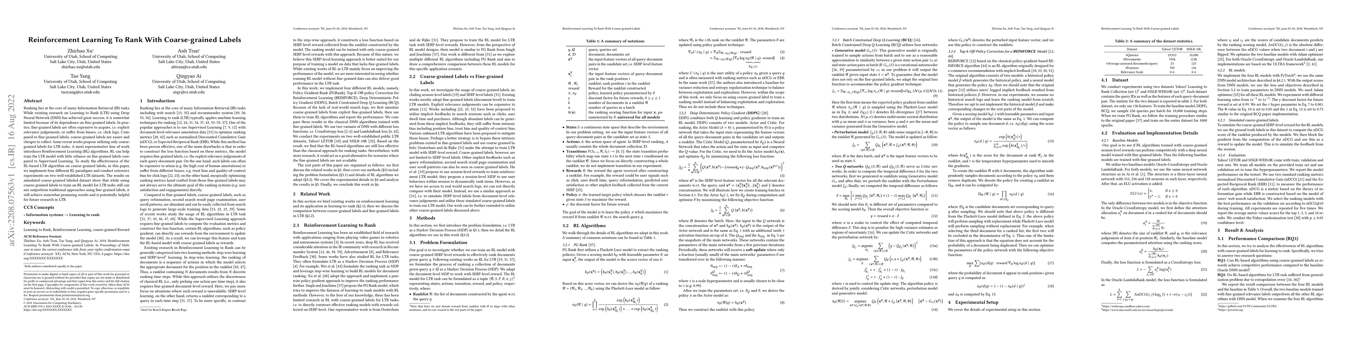 Thumbnail for Reinforcement Learning to Rank with Coarse-grained Labels