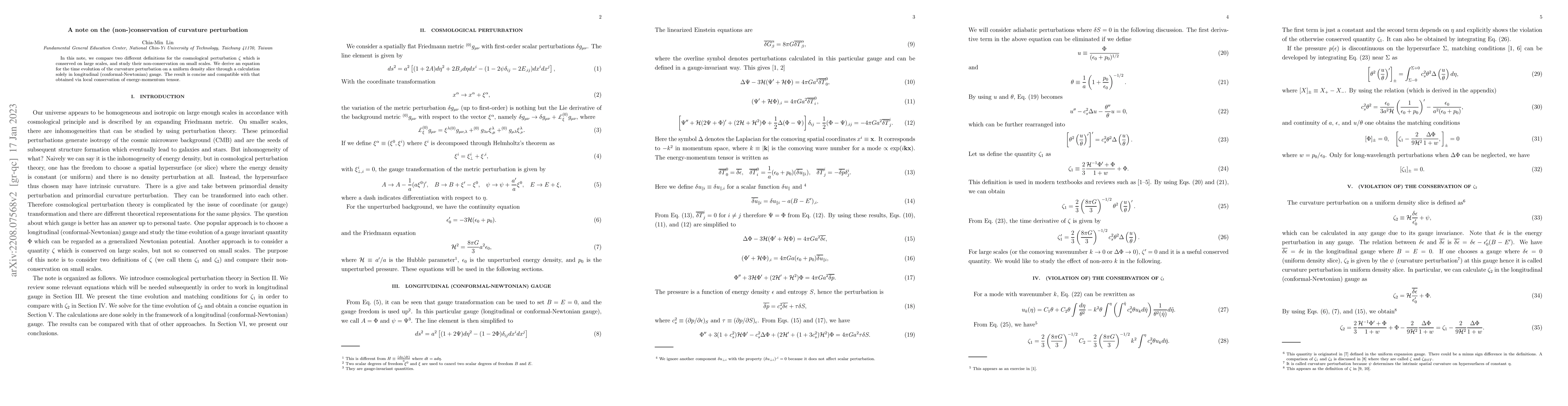 Thumbnail for A note on the (non-)conservation of curvature perturbation