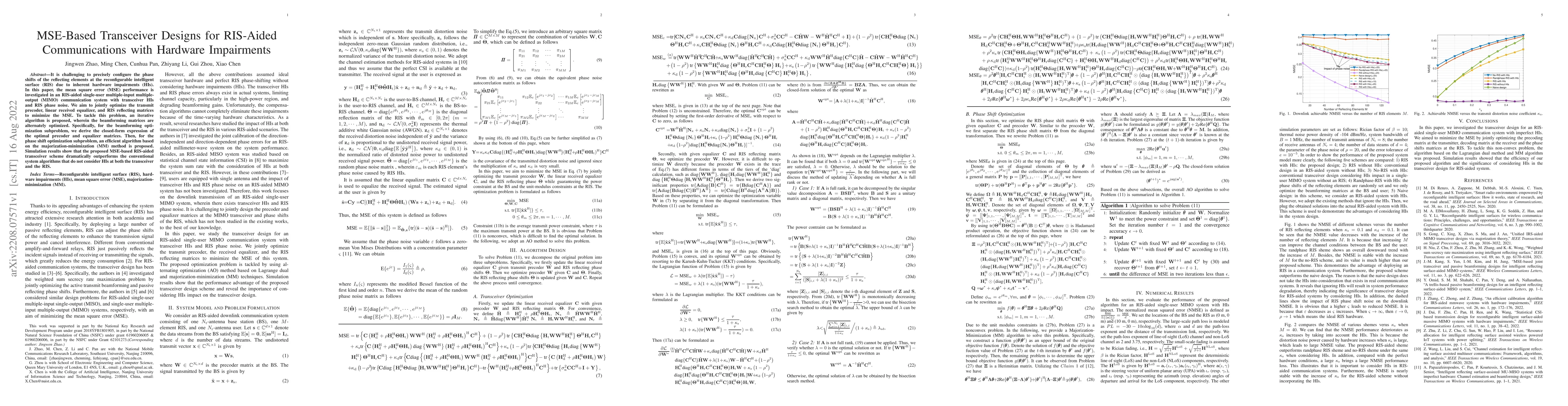 Thumbnail for MSE-Based Transceiver Designs for RIS-Aided Communications With Hardware
  Impairments