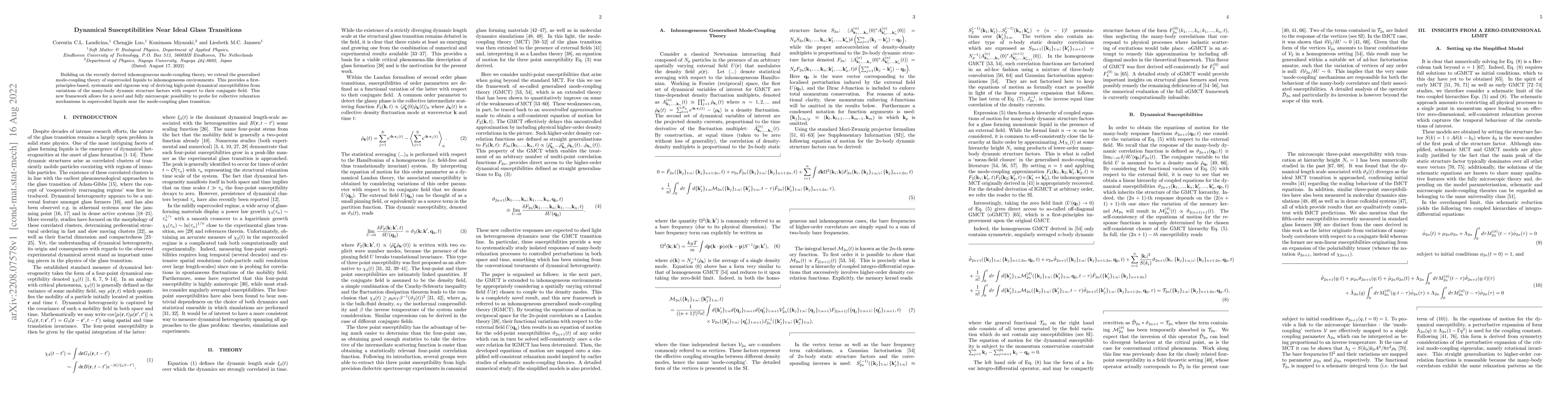 Thumbnail for Dynamical Susceptibilities Near Ideal Glass Transitions