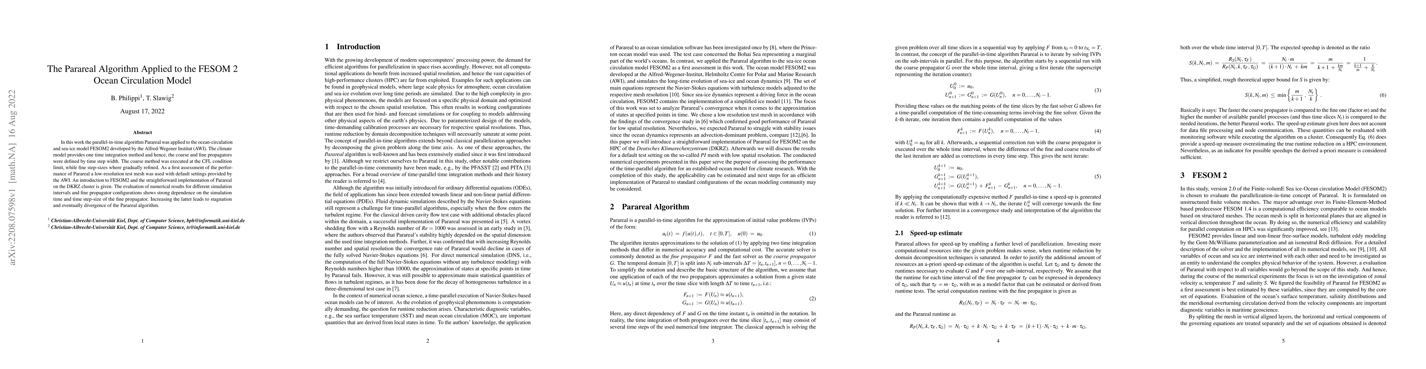 Thumbnail for The Parareal Algorithm Applied to the FESOM 2 Ocean Circulation Model