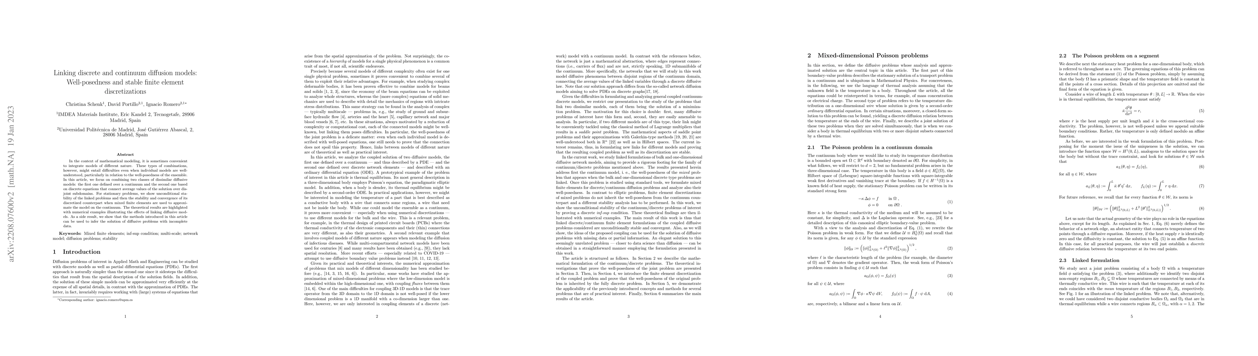 Thumbnail for Linking discrete and continuum diffusion models: Well-posedness and
  stable finite element discretizations