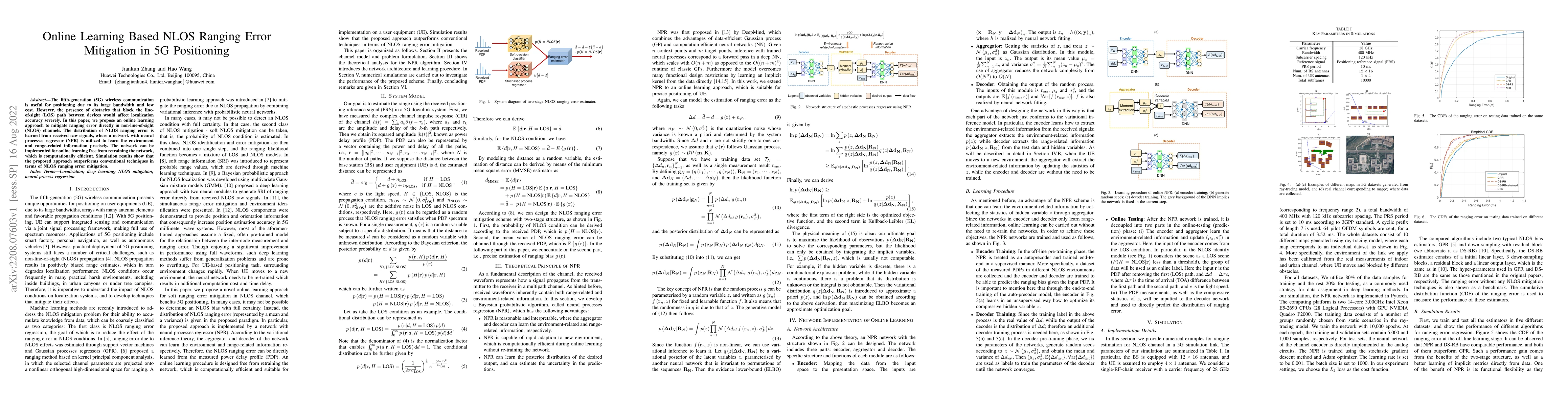 Thumbnail for Online Learning Based NLOS Ranging Error Mitigation in 5G Positioning