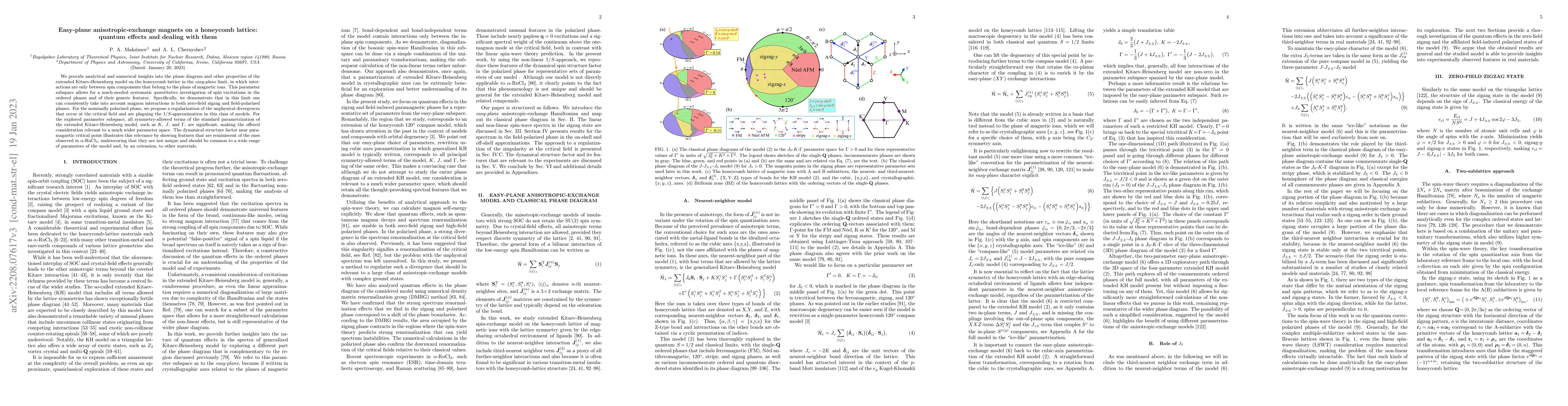Thumbnail for Easy-plane anisotropic-exchange magnets on a honeycomb lattice: quantum
  effects and dealing with them