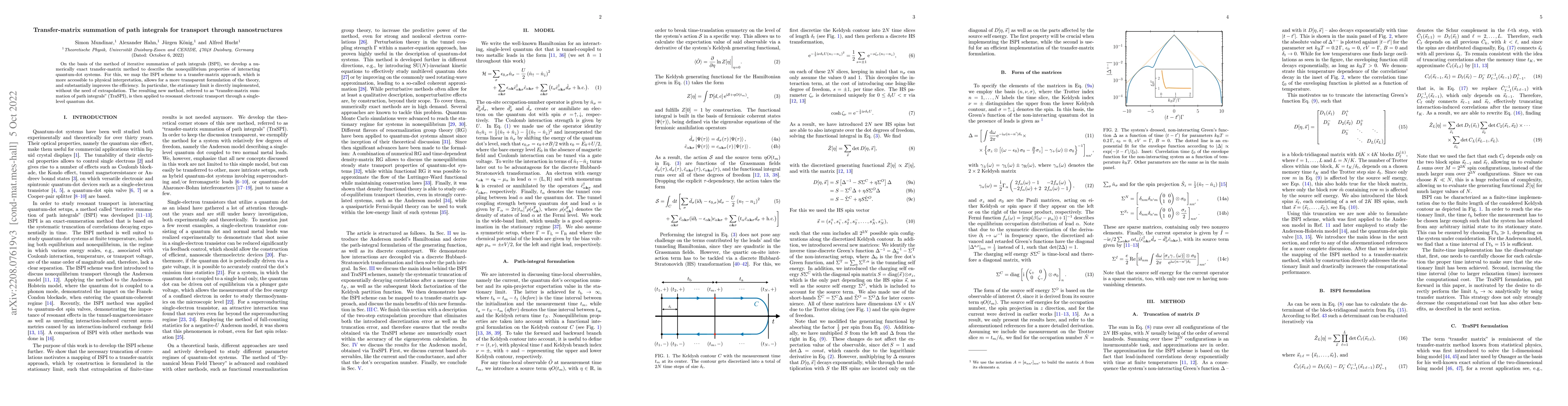 Thumbnail for Transfer-matrix summation of path integrals for transport through
  nanostructures