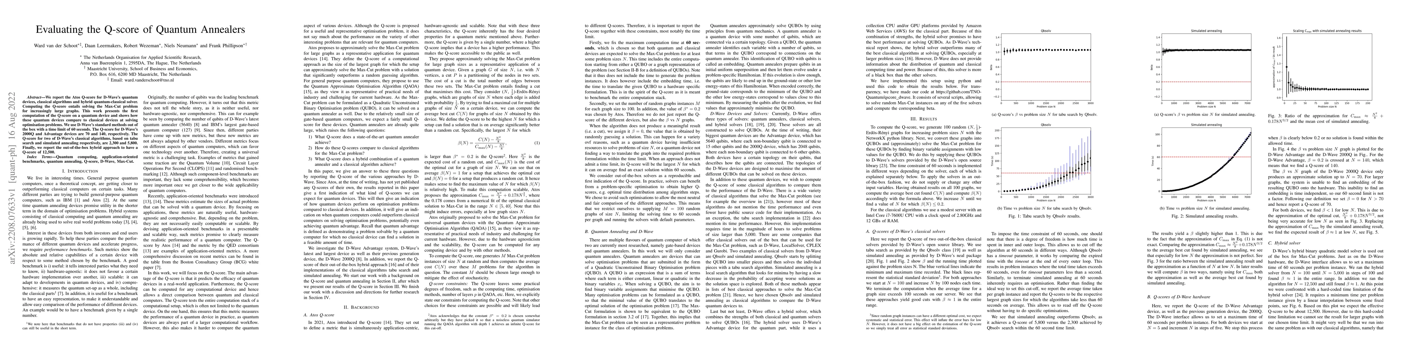 Thumbnail for Evaluating the Q-score of Quantum Annealers