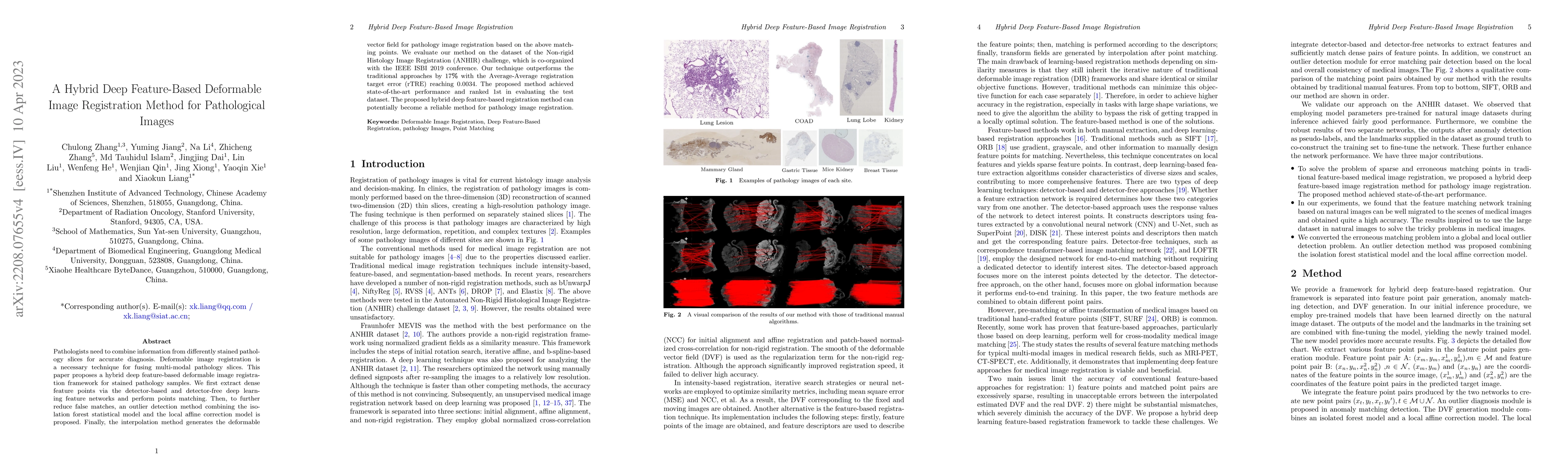Thumbnail for A Hybrid Deep Feature-Based Deformable Image Registration Method for
  Pathology Images