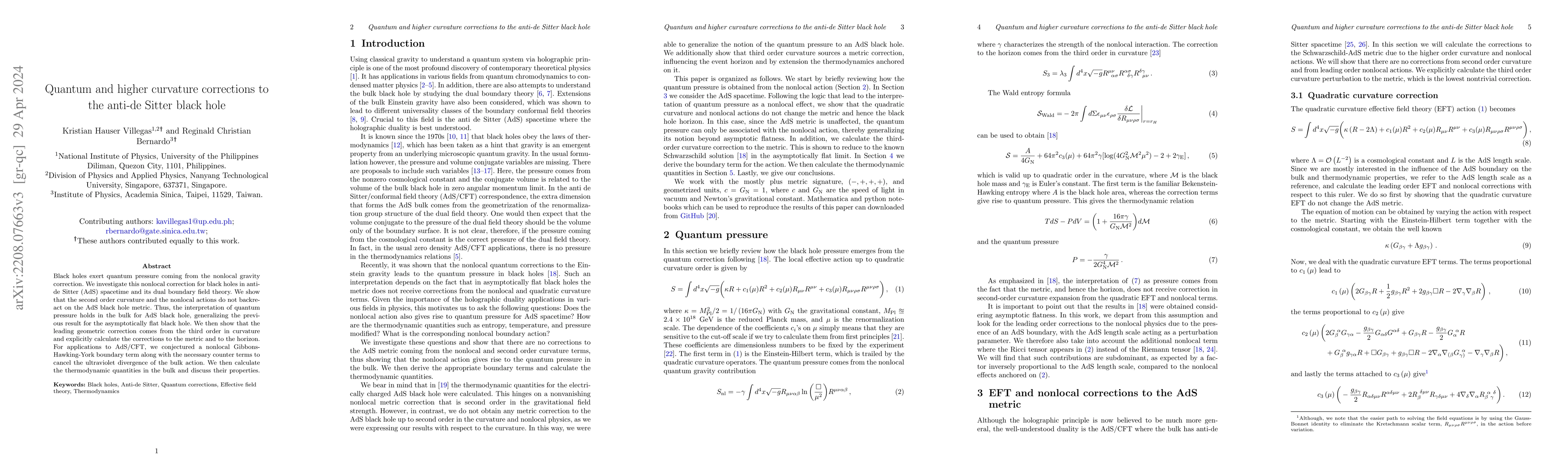 Thumbnail for Quantum and higher curvature corrections to the anti-de Sitter black
  hole