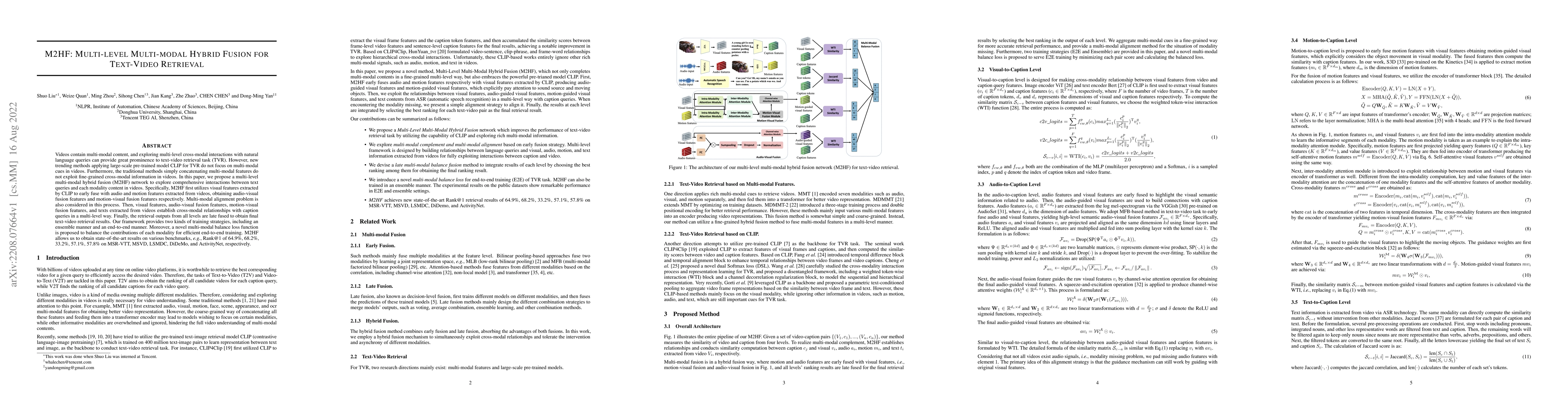 Thumbnail for M2HF: Multi-level Multi-modal Hybrid Fusion for Text-Video Retrieval