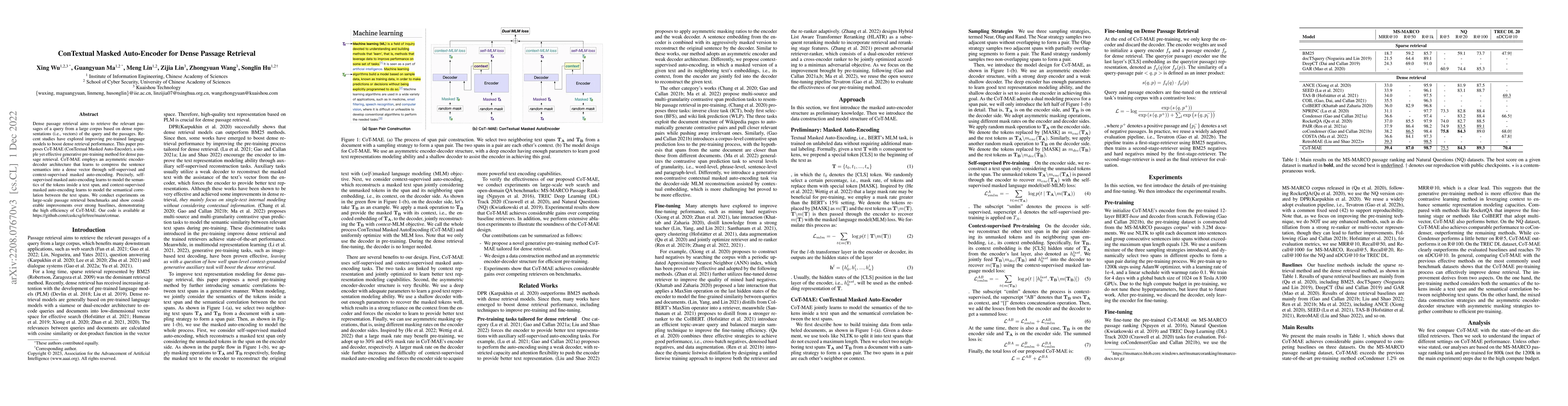 Thumbnail for ConTextual Masked Auto-Encoder for Dense Passage Retrieval