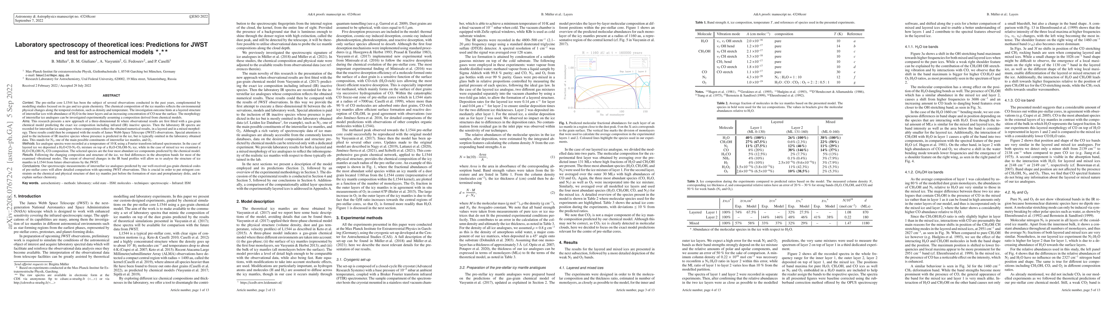 Thumbnail for Laboratory spectroscopy of theoretical ices: Predictions for JWST and
  test for astrochemical models