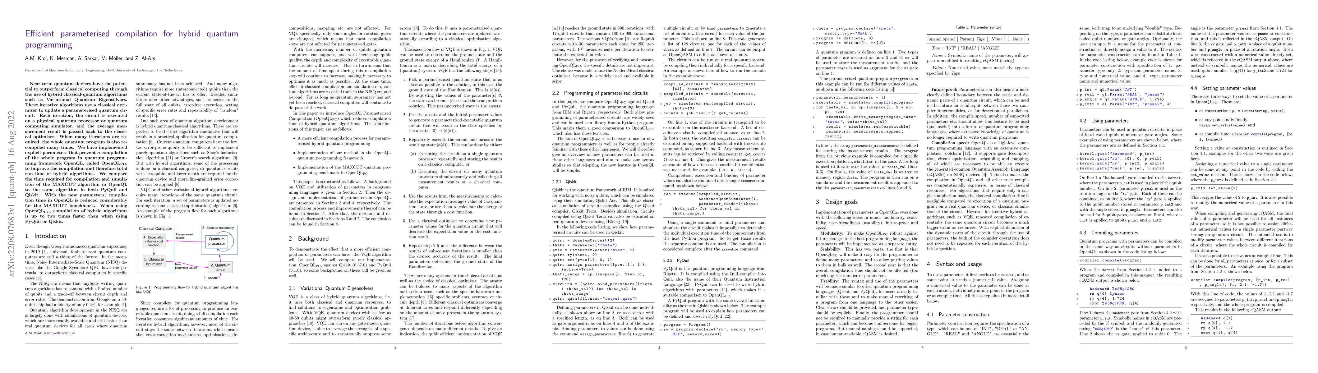 Thumbnail for Efficient parameterised compilation for hybrid quantum programming