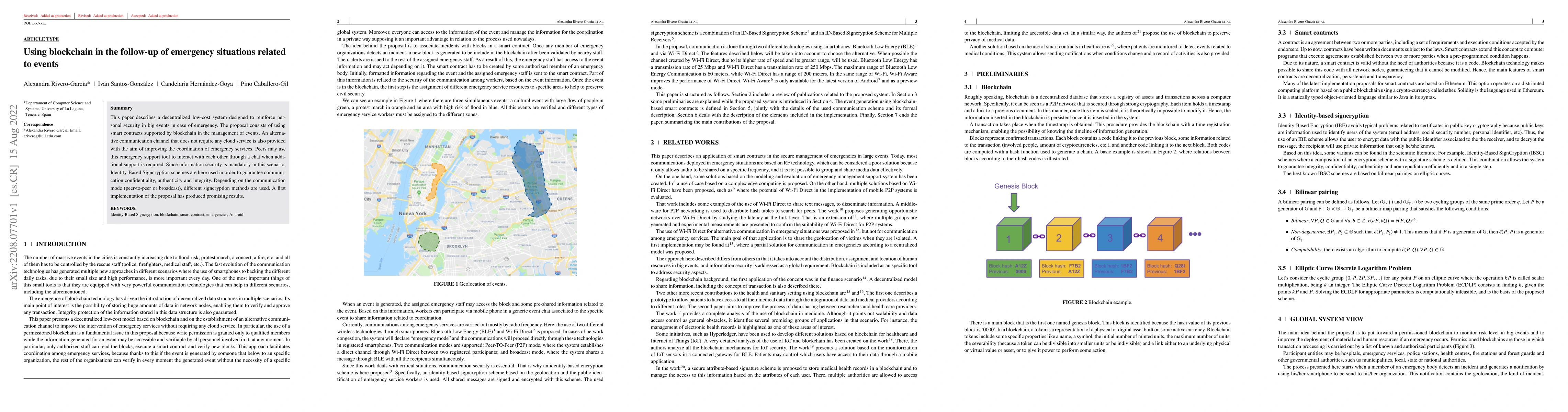 Thumbnail for Using blockchain in the follow-up of emergency situations related to
  events