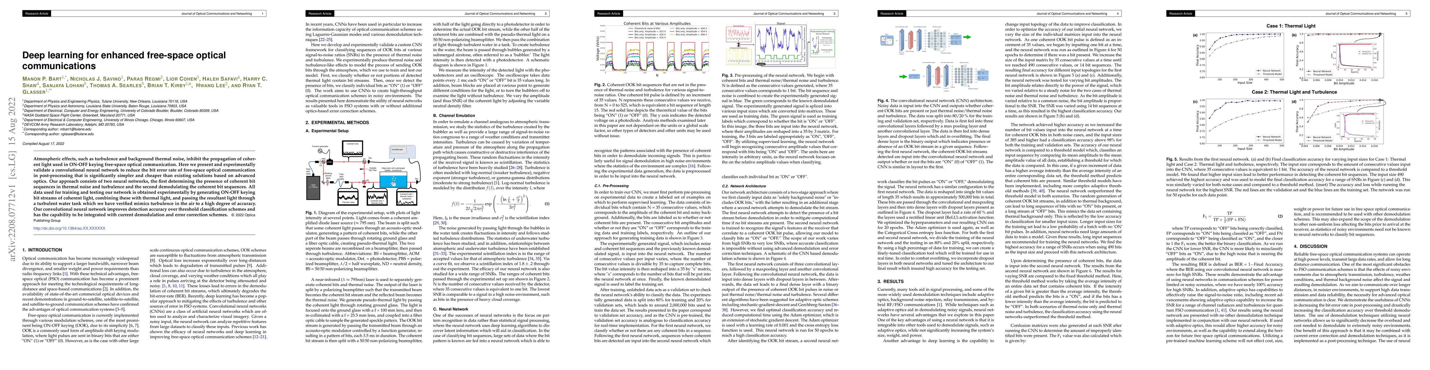 Thumbnail for Deep learning for enhanced free-space optical communications