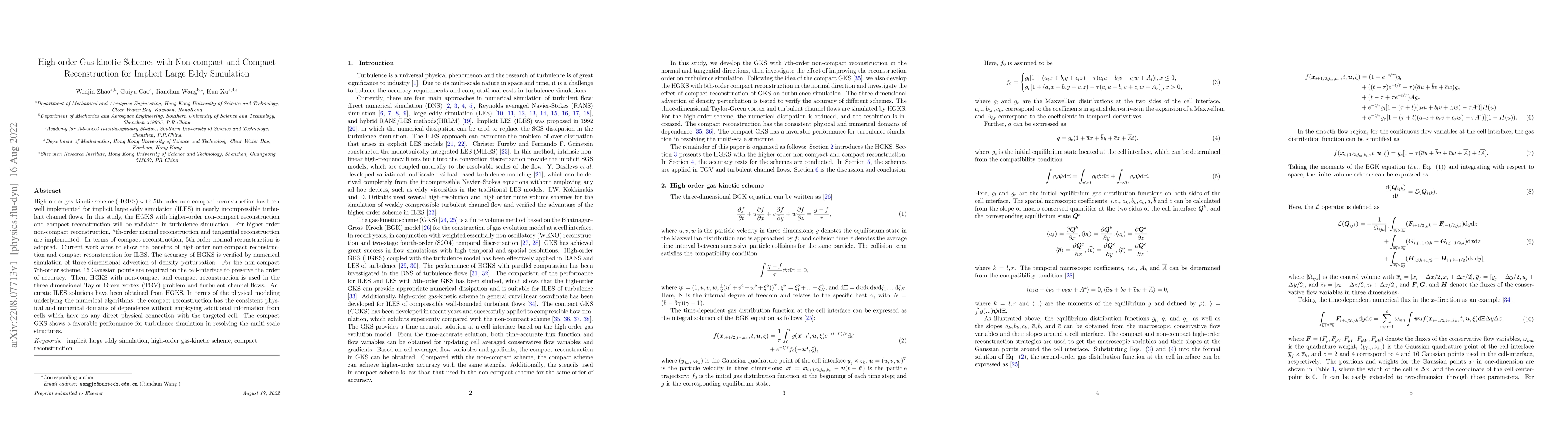 Thumbnail for High-order Gas-kinetic Schemes with Non-compact and Compact
  Reconstruction for Implicit Large Eddy Simulation