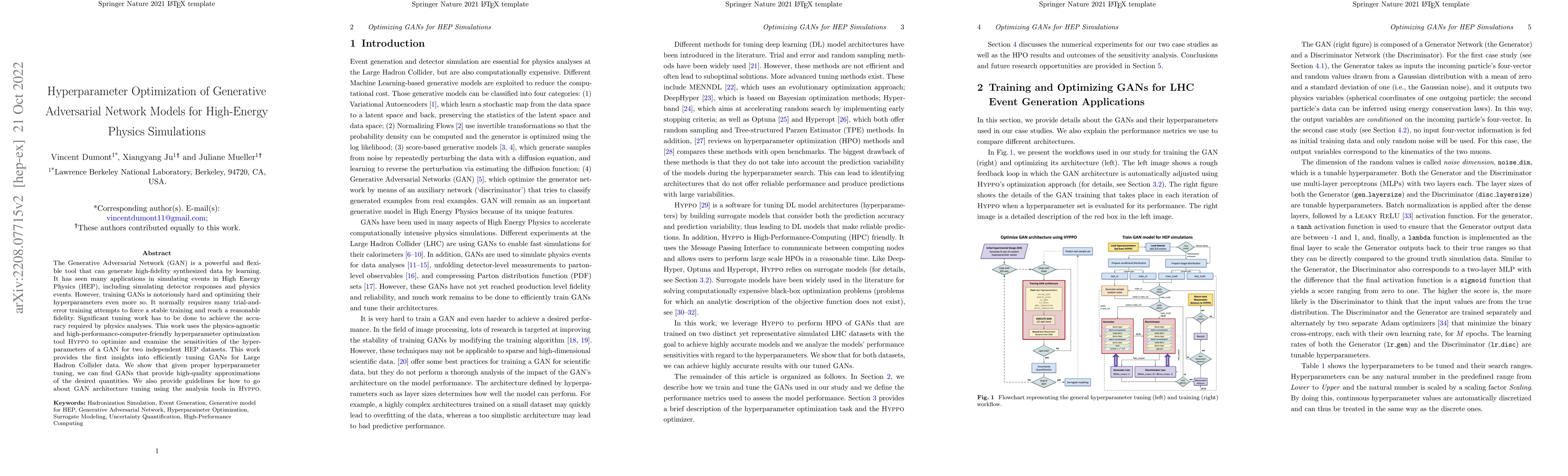 Thumbnail for Hyperparameter Optimization of Generative Adversarial Network Models for
  High-Energy Physics Simulations