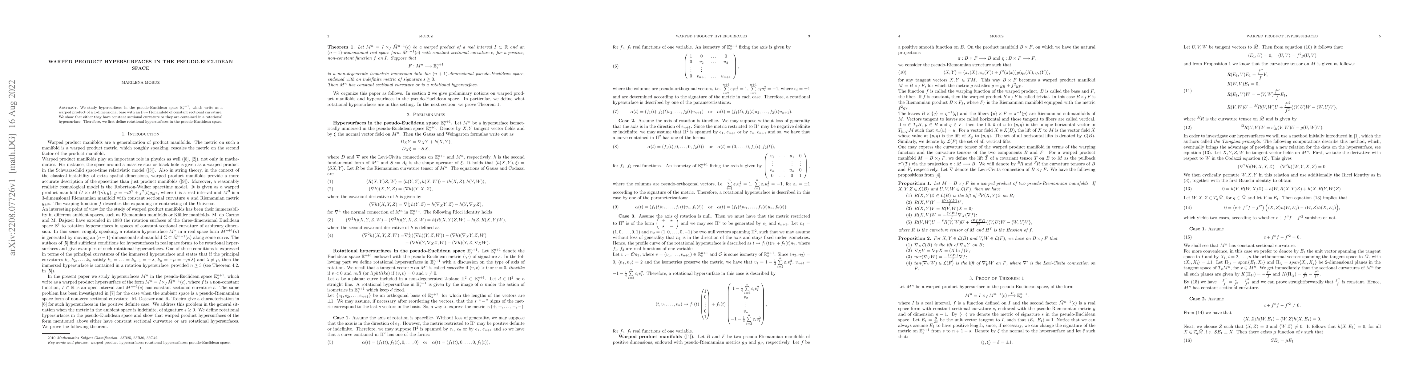 Thumbnail for Warped product hypersurfaces in the pseudo-Euclidean space
