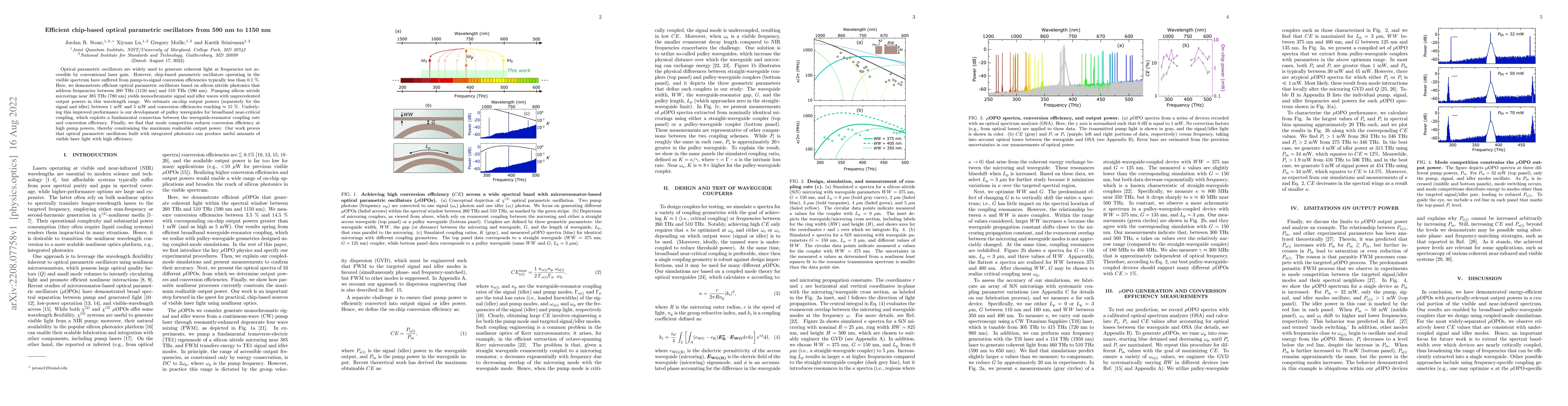 Thumbnail for Efficient chip-based optical parametric oscillators from 590 nm to 1150
  nm