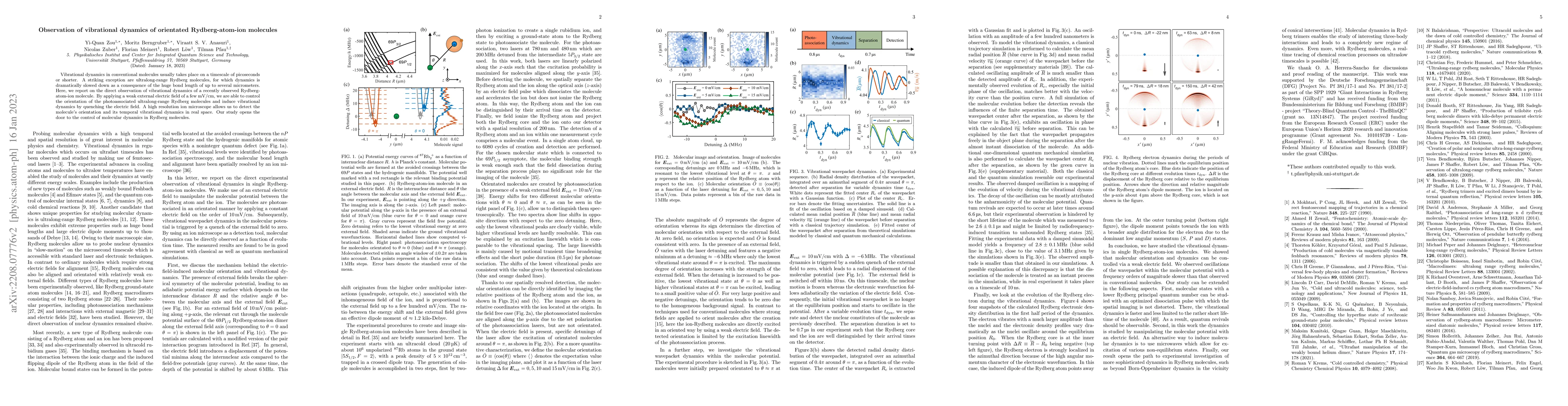 Thumbnail for Observation of vibrational dynamics of orientated Rydberg-atom-ion
  molecules