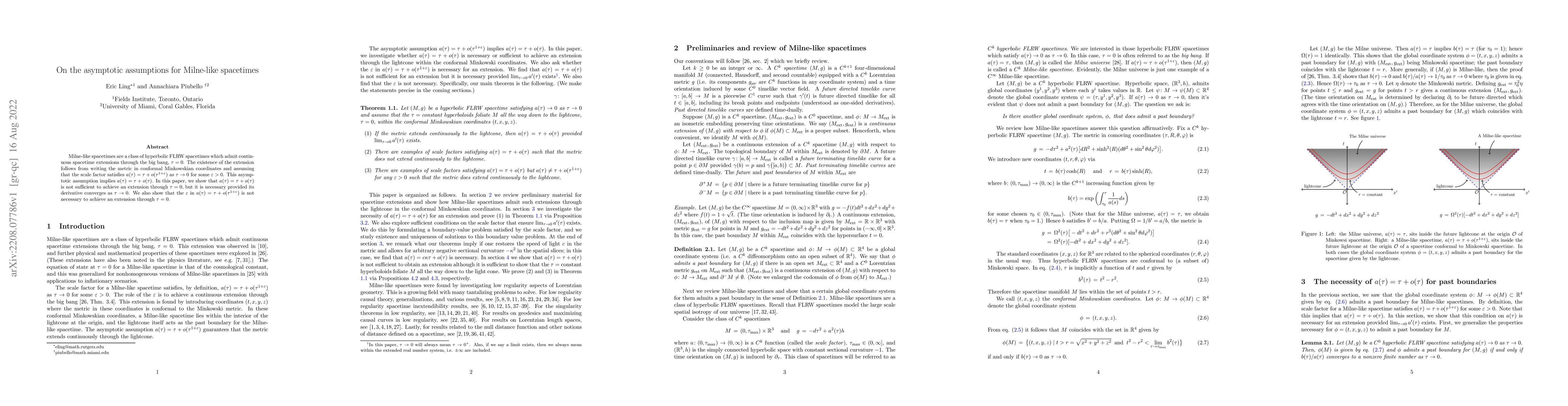Thumbnail for On the asymptotic assumptions for Milne-like spacetimes