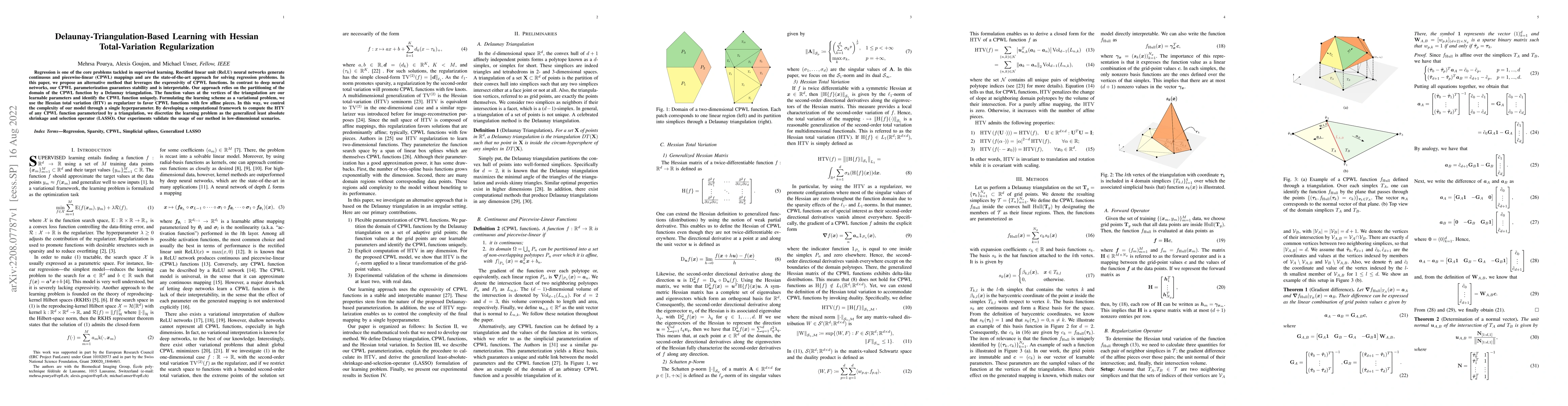 Thumbnail for Delaunay-Triangulation-Based Learning with Hessian Total-Variation
  Regularization