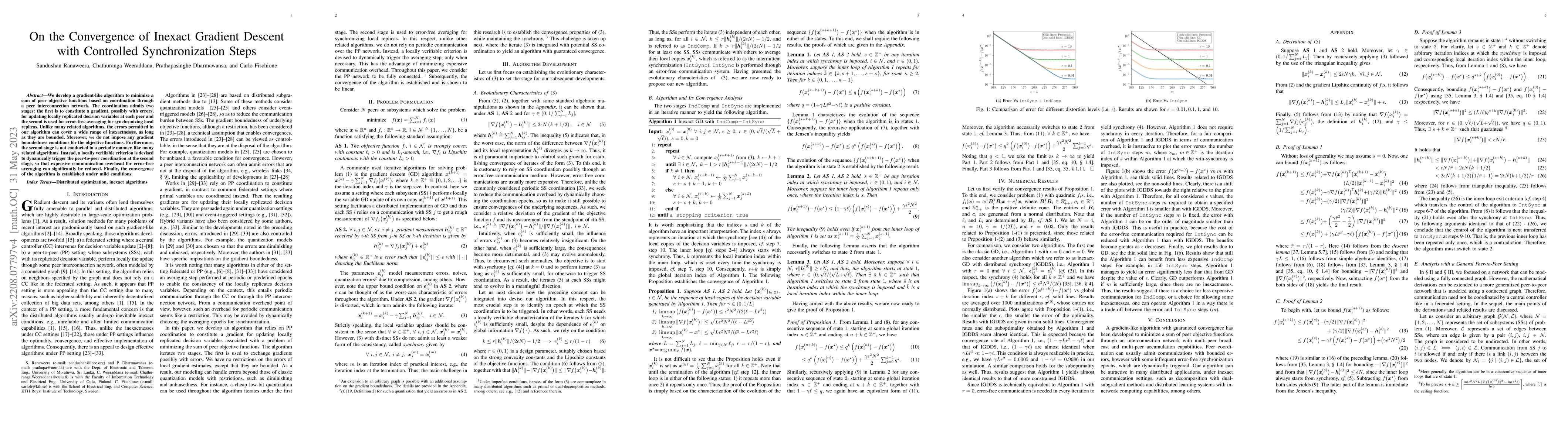 Thumbnail for On the Convergence of Inexact Gradient Descent with Controlled
  Synchronization Steps