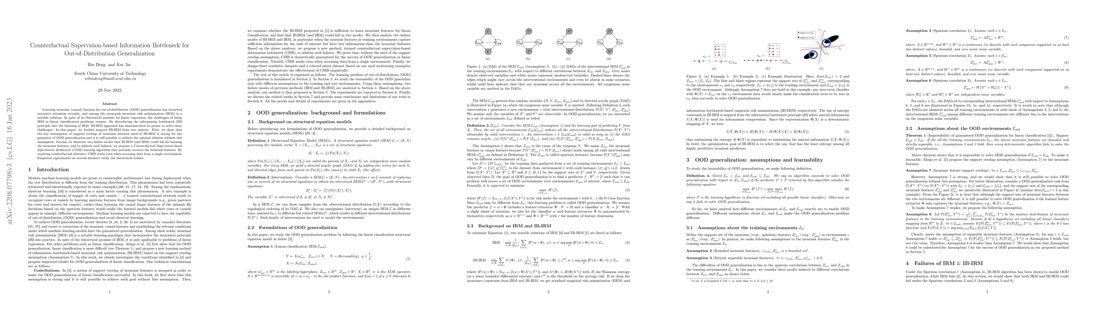 Thumbnail for Counterfactual Supervision-based Information Bottleneck for
  Out-of-Distribution Generalization