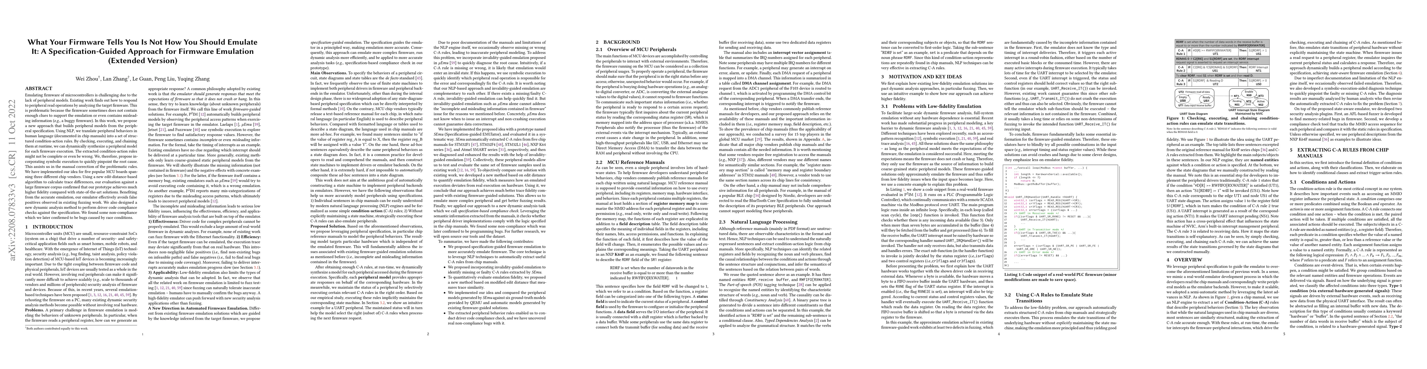 Thumbnail for What Your Firmware Tells You Is Not How You Should Emulate It: A
  Specification-Guided Approach for Firmware Emulation (Extended Version)