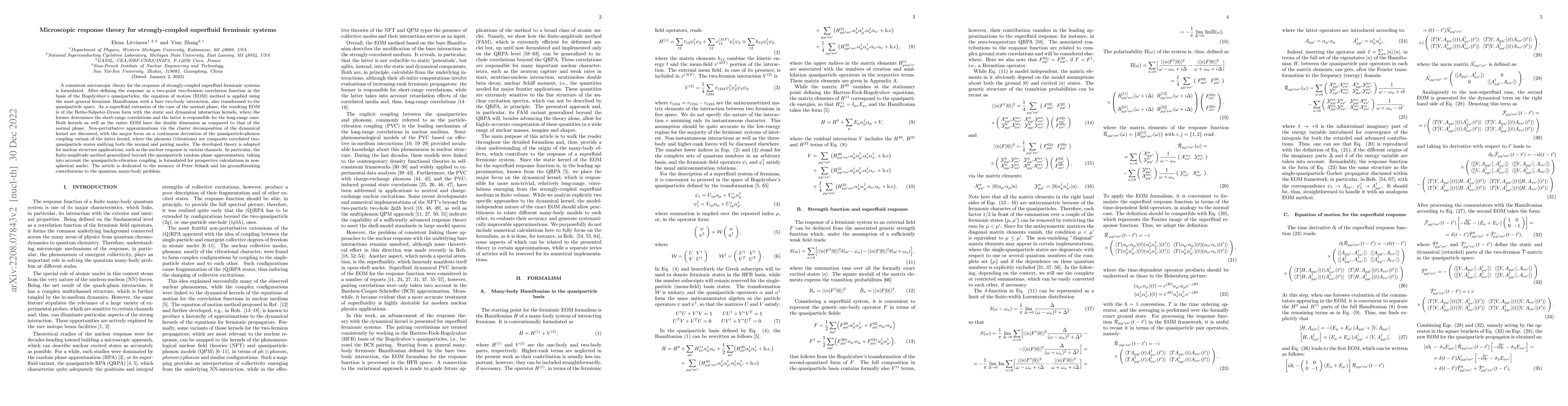 Thumbnail for Microscopic response theory for strongly-coupled superfluid fermionic
  systems