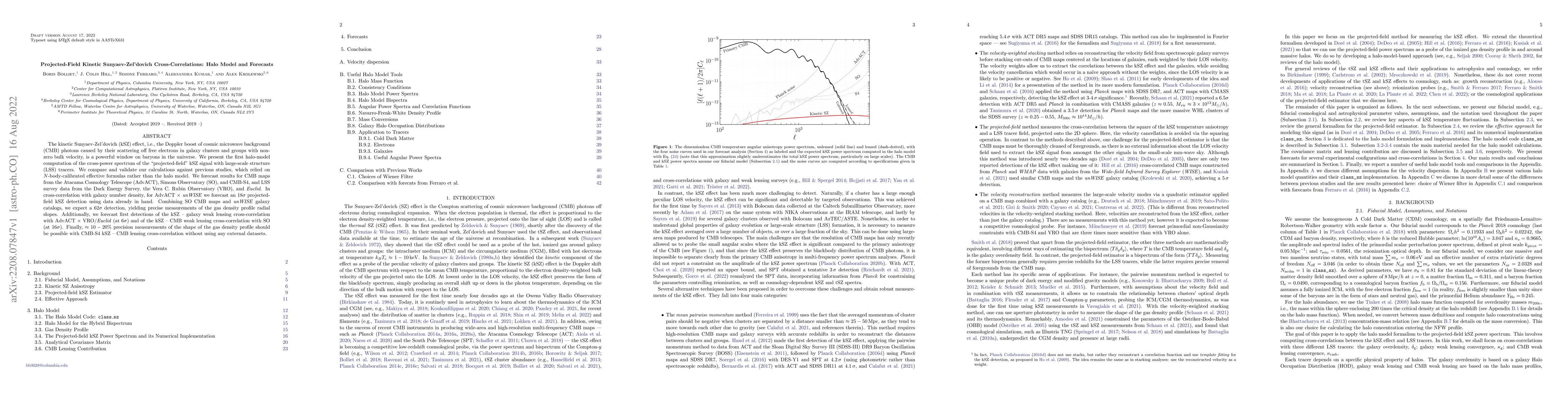 Thumbnail for Projected-Field Kinetic Sunyaev-Zel'dovich Cross-Correlations: Halo
  Model and Forecasts