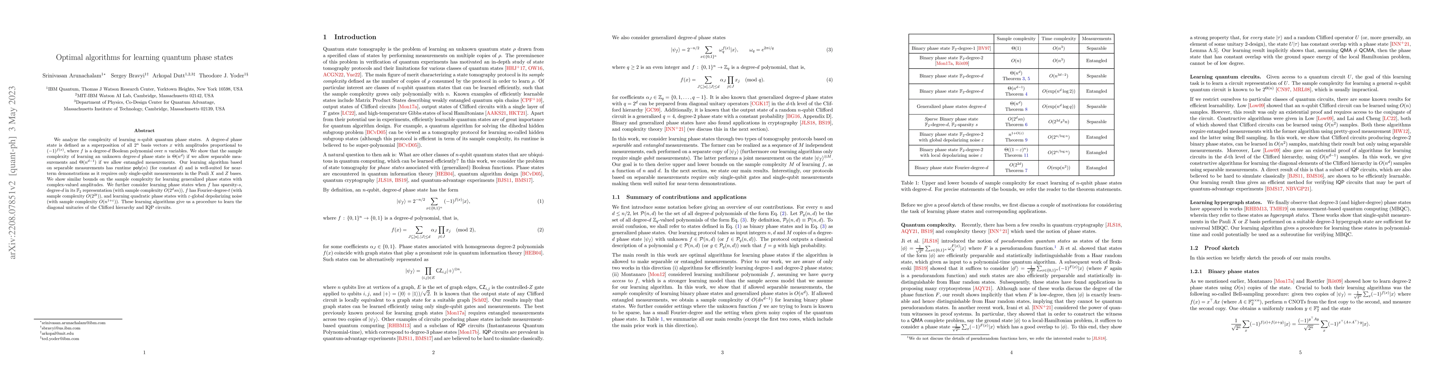 Thumbnail for Optimal algorithms for learning quantum phase states