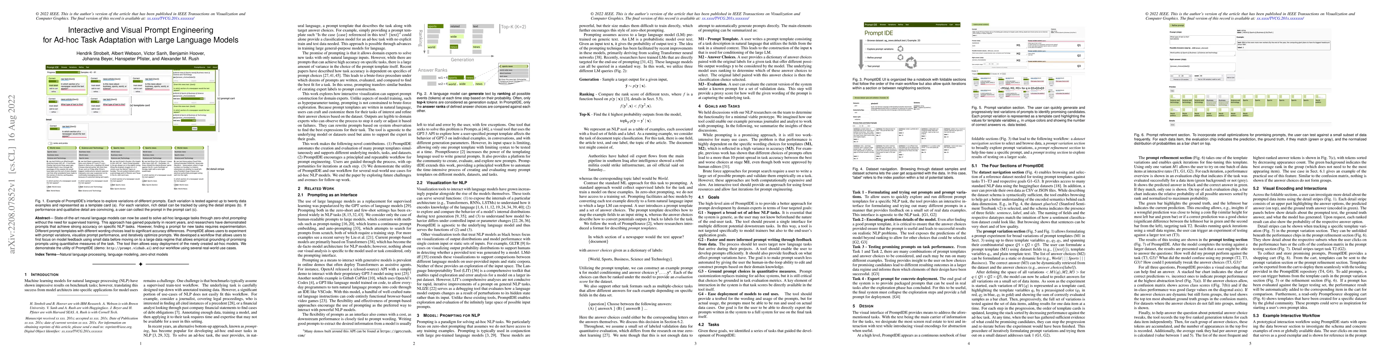 Thumbnail for Interactive and Visual Prompt Engineering for Ad-hoc Task Adaptation
  with Large Language Models