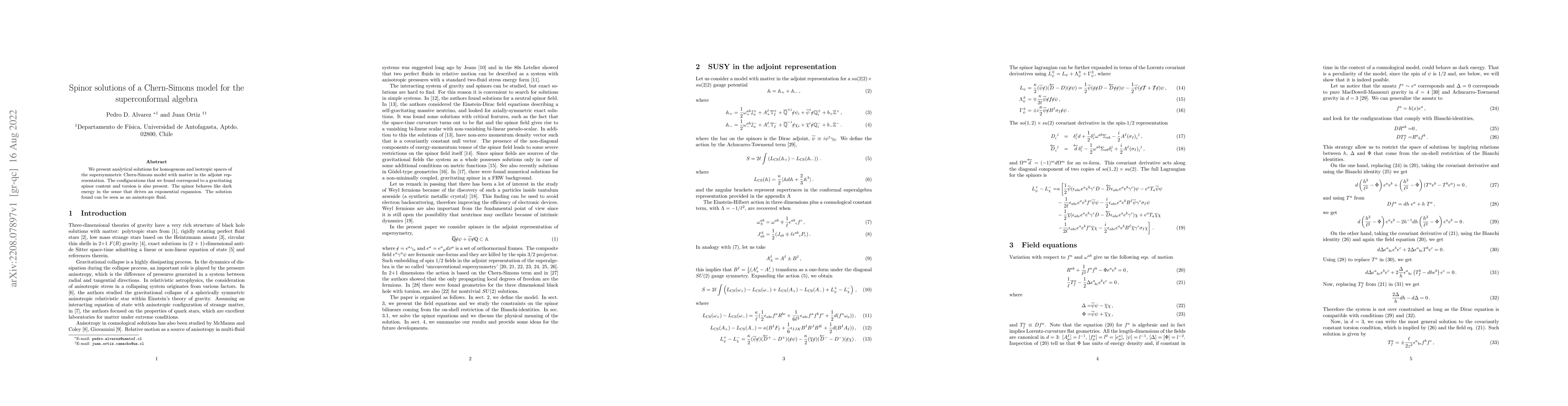 Thumbnail for Spinor solutions of a Chern-Simons model for the superconformal algebra