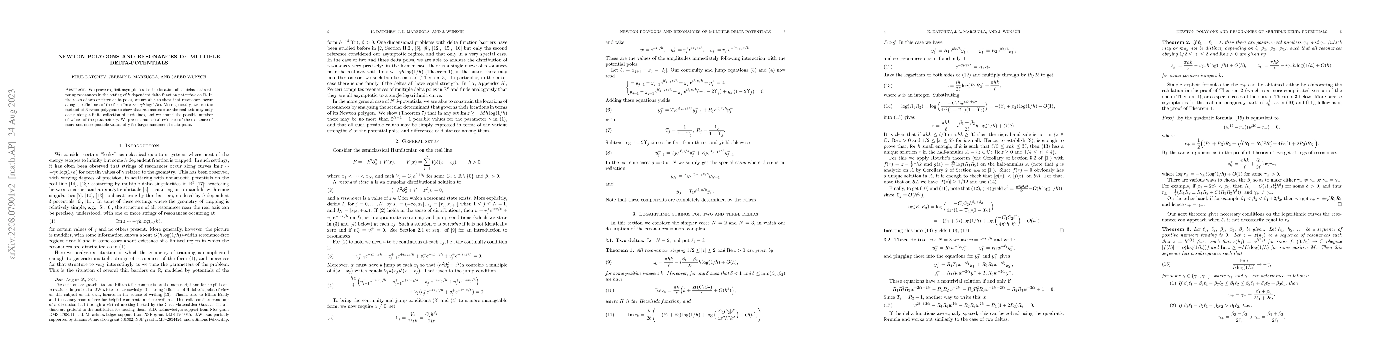 Thumbnail for Newton polygons and resonances of multiple delta-potentials