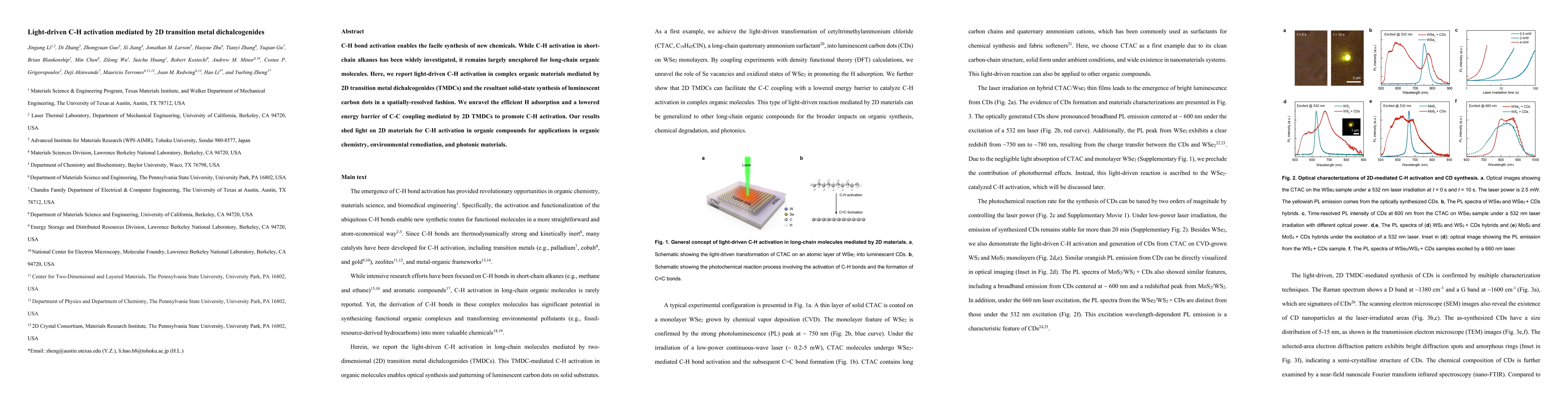 Thumbnail for Light-driven C-H bond activation mediated by 2D transition metal
  dichalcogenides