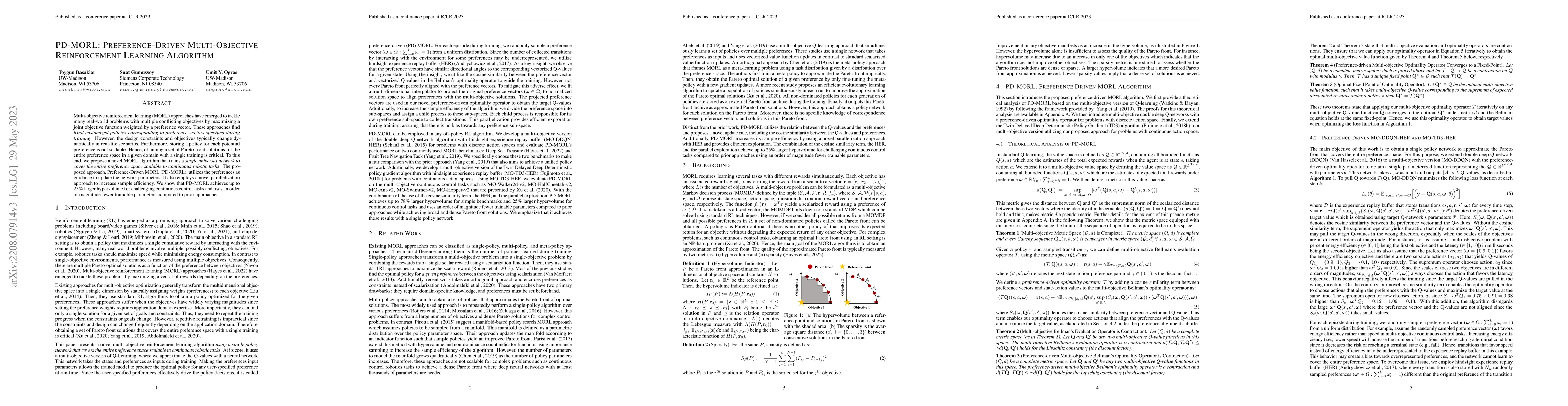 Thumbnail for PD-MORL: Preference-Driven Multi-Objective Reinforcement Learning
  Algorithm