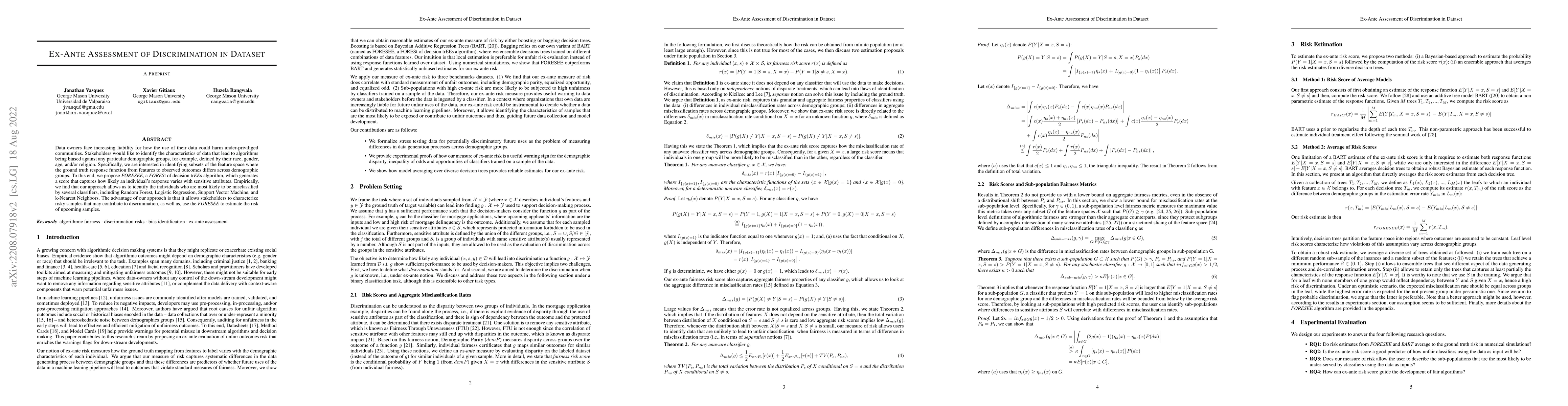 Thumbnail for Ex-Ante Assessment of Discrimination in Dataset