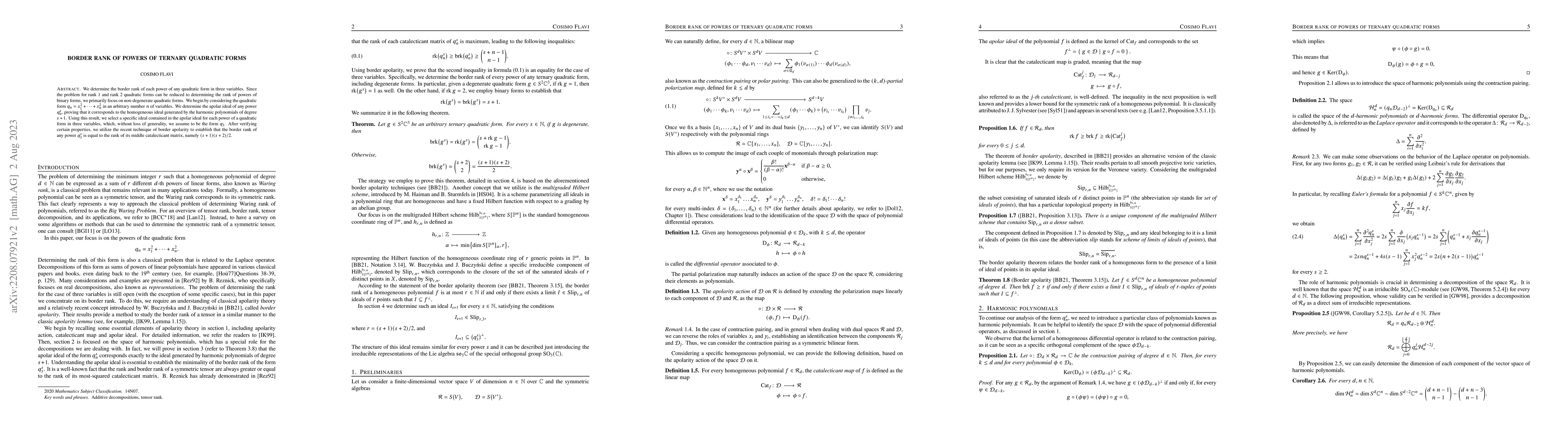 Thumbnail for Border rank of powers of ternary quadratic forms